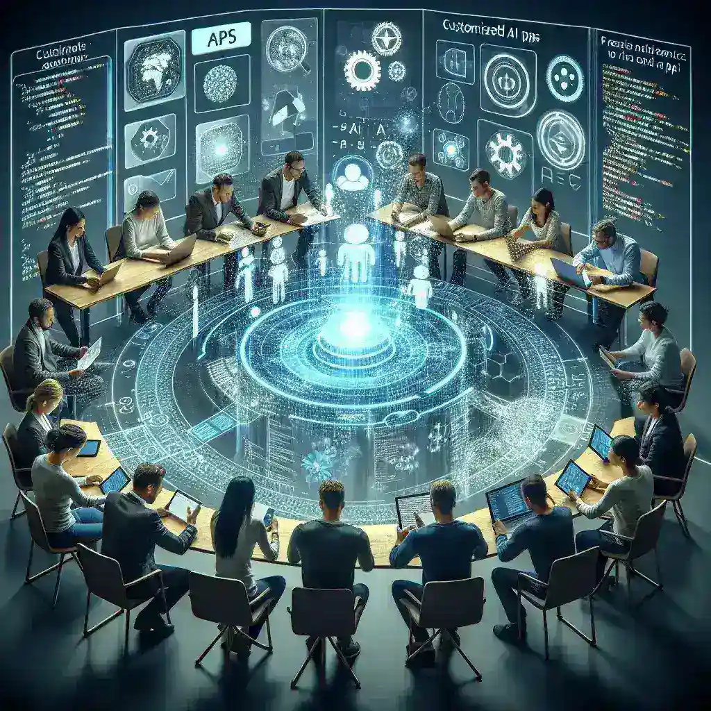 "Claude API를 사용하여 맞춤형 AI 애플리케이션을 개발하는 프로세스를 설명하는 이미지, AI 앱 구축 요소와 코드 예시 포함"